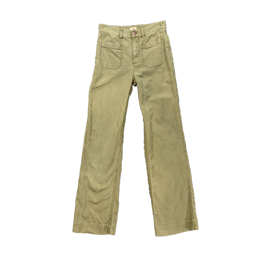 Faherty Pants Women 26 Ivy Stretch Terry Patch Pocket High Rise Wide Leg Comfort